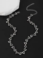Collana punk Y2K in argento con catena geometrica a zigzag e chiusura a moschettone - Collana Design a Forma di Z in Lega (3351)