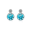 S925 sterling silver Heart of Ocean stud earrings with blue and clear round gemstones - 925 Silver / Blue Stud Earrings