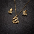 Golden stainless steel zodiac ox necklace and earrings jewelry set for women - Golden Ox (149)