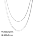 Silver layered necklace set with 1.2mm box chain and 2.4mm flat snake chain - Silver Thin Box Chain and Snake Chain Layered (KN232352-Z)