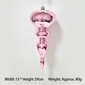 Pink metallic finish onion shape Christmas ornament with triple sphere design 13x29cm - Pink Gourd Shaped (13*29cm)