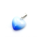 Natural crystal stone heart pendant featuring a smooth blue and white gradient finish - White Jade Two-Tone Blue