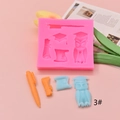 Pink graduation silicone mold featuring owl, graduation cap, and diploma scroll shapes - Owl Graduation Set Style (3#)