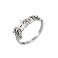 Gothic style silver stainless steel open ring featuring a hollow Birth letter design - Princess / Silver