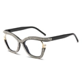 Stylish cat eye glasses for women featuring pearl and rhinestone accents on a black frame - C01 Black