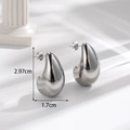 Orecchini a C a goccia d'acqua in acciaio inossidabile argento lucido, 2,97 x 1,7 cm - Grande (2.97cm*1.7cm) / Argento