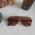 Polygonal leopard print pilot sunglasses with dark brown lenses and chic tortoise frame - Tortoiseshell 34