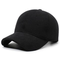 Cappello da baseball invernale nero da uomo con fodera in pile e spessa trama in lana - Regolabile / Nero