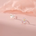 Sparkling 925 sterling silver butterfly stud earrings with colorful gemstones for women - Butterfly Stud Earrings (S925 Sterling Silver Model)