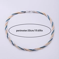 6mm twisted chunky snake chain necklace in gold silver and blue stainless steel finish - Multi-color Braided/Gold+Silver+Blue+Rose Gold