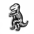 Black and white T-Rex skeleton enamel pin with polished silver metal edges - T-Rex Skeleton B&W