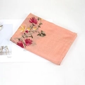 Light orange embroidered floral shawl in breathable linen fabric for beach and travel - 170x90cm / Snow Bud
