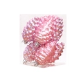Pink pine cone Christmas ornaments, set of 8 glossy plastic pendants in a clear box - Set of 8 / Pink
