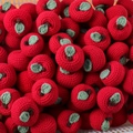 Portachiavi mela rossa fatti a mano all'uncinetto con foglia verde e gambo marrone - Bambola Singola Mela