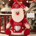 Plush Santa gift bag with Happy Holiday embroidery and heart window, 28x20cm size - Joyful Christmas Apple Bag - Santa