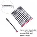 50-piece set of 5.5cm black wavy hair pins with protective red tips and high elasticity - 5.5cm Wavy-Bag Pack (50pcs) / Red-Tipped