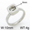 Base de anillo cuadrada de acero inoxidable plateado con bandeja de 6 mm de ancho - US 6 / Color Acero (KLJ3882-Z)