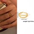 Golden double-layer beaded stainless steel open ring with size and weight dimensions - Gold 41