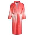Albornoz de nido de abeja para mujer con degradado rosa, cuello kimono y cinturón a juego - M / Rojo Degradado