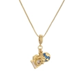 Gold travel themed necklace featuring airplane, blue earth, and camera zircon pendants - Box Chain