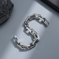Silver square link chain bracelet for men made of stainless steel on grey stone background - a141-Rugged Square Buckle