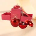 Red apple-shaped jewelry gift box set with velvet interior for necklaces and rings - Apple Shape Jewelry Box