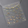 Goldene 3D-Feuerwerk-Nagelaufkleber M-195 mit dünnem Kleber und Metallic-Folien-Sternen - M195 Goldprägung (Goldenes Feuerwerk)