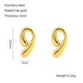 Minimalist 18K gold plated stainless steel teardrop earrings with organic curved shape - Twisted Geometric Style (ZE1326G) / 18K Gold