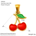 Detaillierte Spezifikationen des 18k vergoldeten Kirsch-Anhängers Größe 18x15mm - Kirschform - Groß (SP895G)