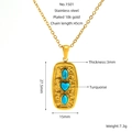 Vintage-Halskette aus vergoldetem Edelstahl mit geometrischem Herz-Türkis-Anhänger - 18K Gold / Gold