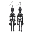 Pendientes colgantes de esqueleto de metal negro estilo gótico punk para Halloween - Color gunmetal