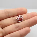 DIY Silber-Anhänger mit rotem Strass-Pfotenabdruck für Armbänder und Schlüsselanhänger - 8MM Pfotenabdruck - Rot