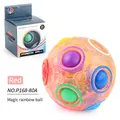 Translucent orange magic rainbow ball puzzle toy for kids with colorful buttons and box - Red English Boxed