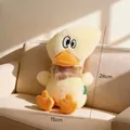 Square-headed yellow duck plush dog toy with brown scarf and soft long-pile fur - Yellow Square-head Duck / 28cmx15cm