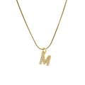 Classic 18k gold plated necklace featuring a micro-paved zircon letter M pendant - M
