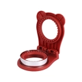 Roter runder Sandwich-Ausstecher in Bärenform mit Fingerschutz und Metallschneidring - Rot