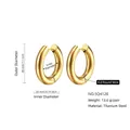 Minimalist 28mm gold plated stainless steel hoop earrings in classic round design - 4.0*20mm / Gold