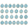 Lot de breloques alphabet A-Z en émail bleu ciel et or pour la création de bijoux DIY - 26 Pièces/Ensemble / Bleu Lac-Ensemble Complet 26 Lettres