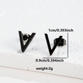 Macro shot of matte black V-shaped stud earrings showing 1cm by 0.9cm dimensions - 098 V Shape / Black