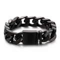 Bracciale da uomo a catena cubana in acciaio al titanio nero opaco con chiusura quadrata - Nero (KB161364-KFC)