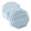 Mint blue hexagonal velvet ring box featuring a multi-slot interior for jewelry storage - Triple Ring Box / Ultra Light Blue