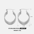 Orecchini a cerchio a C intrecciati in acciaio inossidabile argento da 3,1 cm x 2,3 cm - Stile Cerchio Con Linea Geometrica / Orecchini a Linea Multistrato Argentati