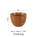 Natural jujube wood coffee cup with five horizontal grooves and 130ml capacity - Five-Line Cup