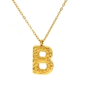 Collana in acciaio inossidabile placcato oro 18K con ciondolo lettera B in stile lava testurizzato - Lettera B