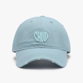 Hellblaue Dad Hat mit CHUD Herz-Stickerei und Details im Distressed-Look - Seeblau