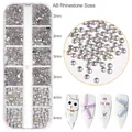 Set strass AB iridescenti per nail art in 12 griglie con cristalli piatti 2mm-4mm - Strass AB Aurora Medio (12G-503)
