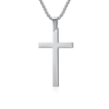 Polished silver stainless steel cross pendant necklace with a sleek box chain design - With 60cm Necklace / Silver