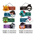 Detail view of 2-pack Halloween door signs featuring cartoon pumpkin and ghost decorations - Halloween Cartoon Character Charm Style (Halloween Hanger 016) / Colorful