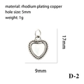 Silver color heart crystal pendant in rhodium-plated copper for DIY jewelry making - Silver Milgrain Heart Pendant D-2