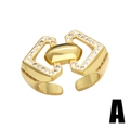 Gold plated irregular geometric open ring with cubic zirconia pave settings - Interlocking Geometric Rectangular (A)